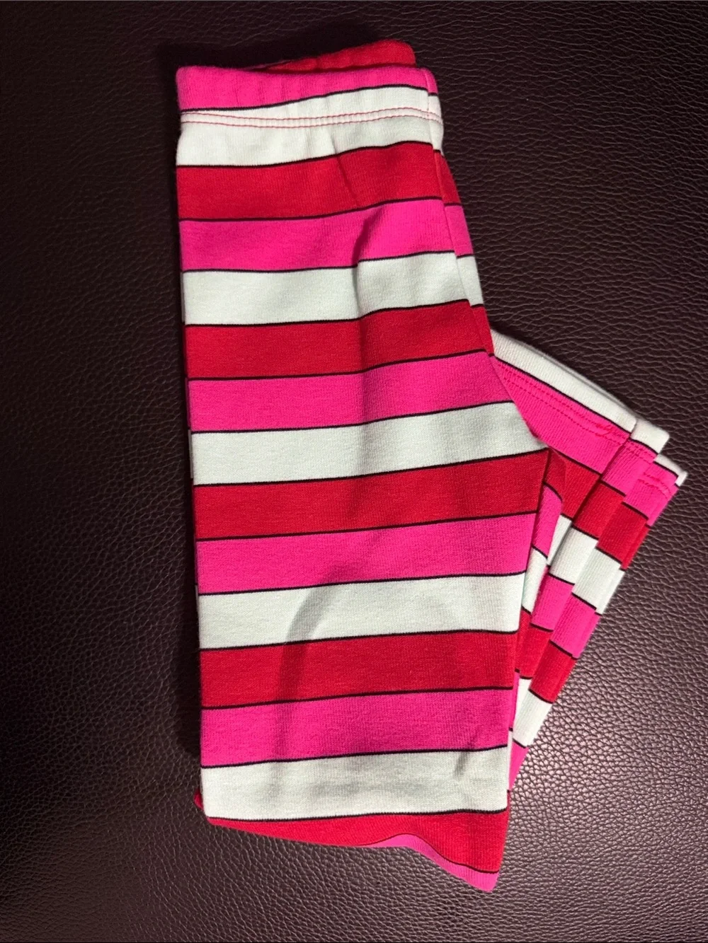 okie dokie Pink, Red & White Striped Girls' Fleece-lined Leggings